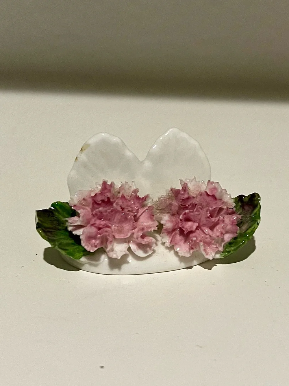 Vintage Aynsley English Fine Bone China Pink Carnation Place Card Holder